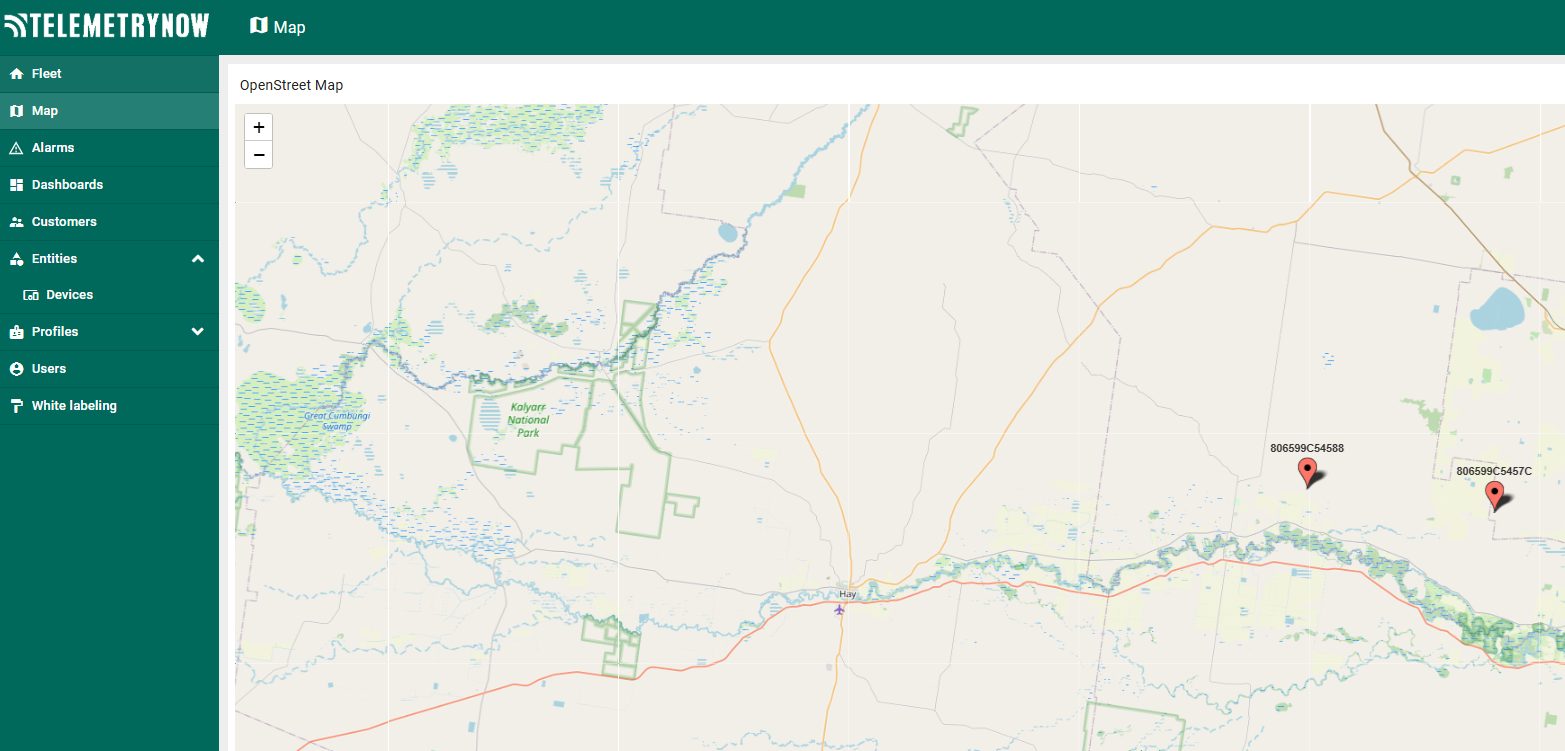 Image of the Map View Panel for the M3G02WEB Module