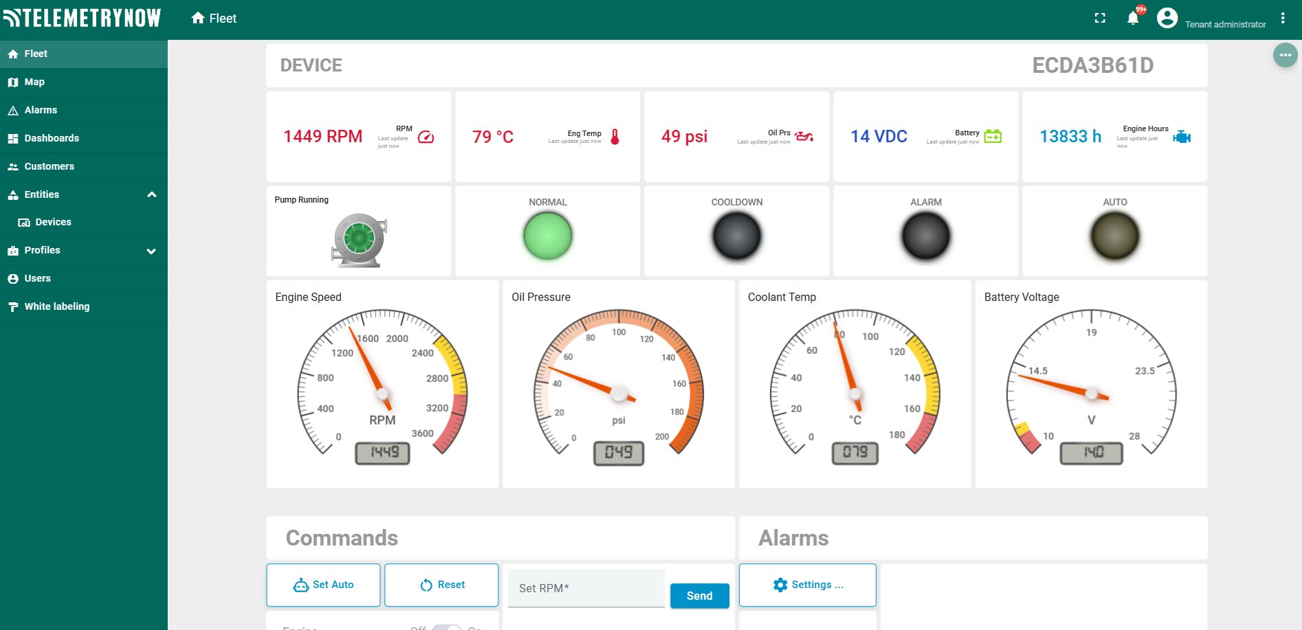 image of the Panel View for the M3G02Web Module